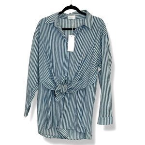 Sage Striped Blue and White Jumpsuit